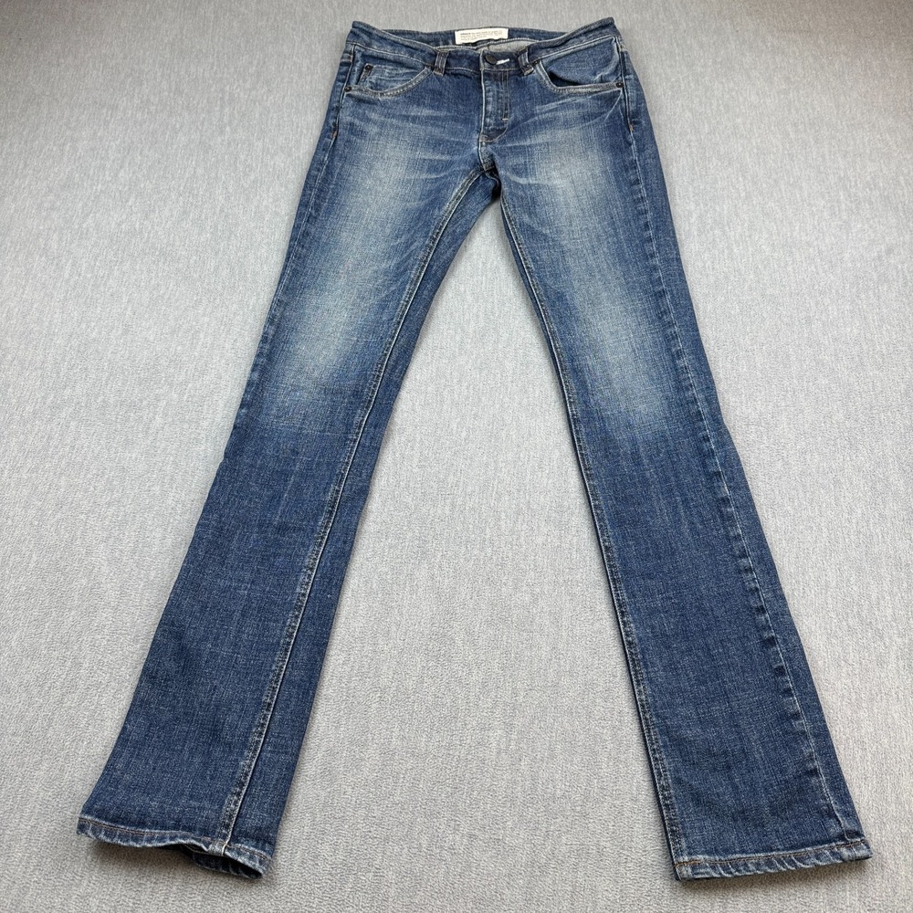 Adidas Jeans Women 27 Blue Denim Low Rise Slim Fit Button Pockets Classic 0S9001
